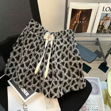 休闲运动短裤夏季2023年新款薄款大码女装宽松松紧腰系带阔腿裤子商品大图