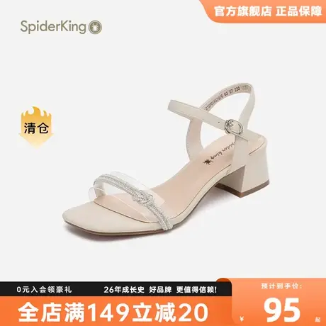 蜘蛛王女凉鞋2023秋季新款秋季仙女风时尚露趾一字带高跟鞋粗跟鞋商品大图