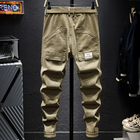 秋冬款潮牌工装裤男修身小脚百搭男士休闲长裤子男装日系复古显瘦商品大图