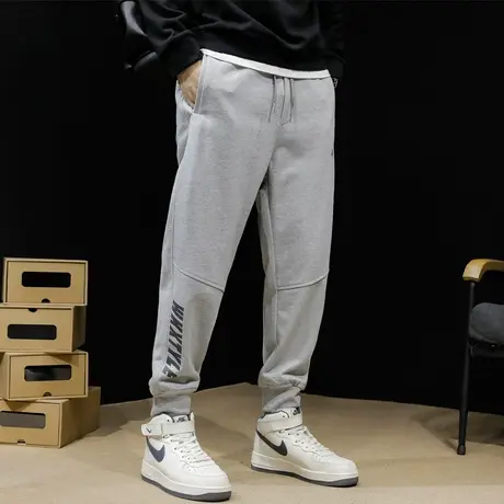 春秋运动裤男秋冬灰色潮牌大码加肥加大休闲男裤秋季加厚哈伦裤子商品大图