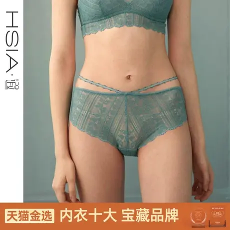 HSIA遐 蕾丝内裤女士纯棉裆性感诱惑绑带透气无痕舒适中腰平角裤商品大图