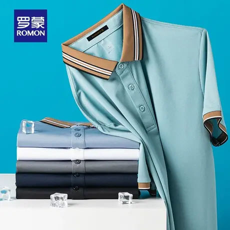 【含桑蚕丝】罗蒙短袖polo衫男士2024夏季新款舒适透气翻领t恤图片