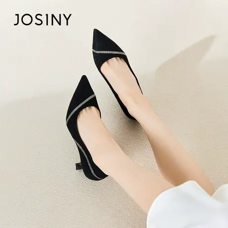 Josiny/卓诗尼高跟鞋2023秋季新款法式尖口细跟配裙子气质仙女鞋商品大图