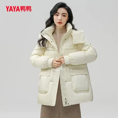 鸭鸭羽绒服女2023年秋冬新款中长款连帽休闲时尚百搭保暖外套Y图片