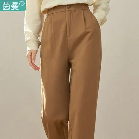茵曼官方旗舰店2023春女装新款田园百搭显瘦高腰宽松直筒长裤图片