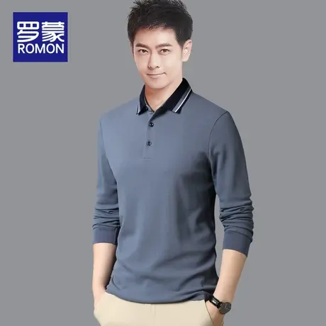 【纯棉】罗蒙春秋季长袖polo衫男士翻领T恤2023新款商务休闲上衣图片