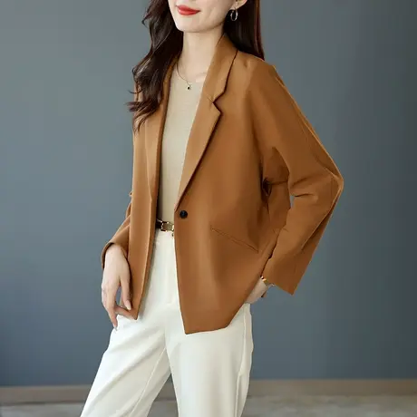 宝诗黎一粒扣短款气质小西装女2023春季新款时尚职业西服外套正装商品大图