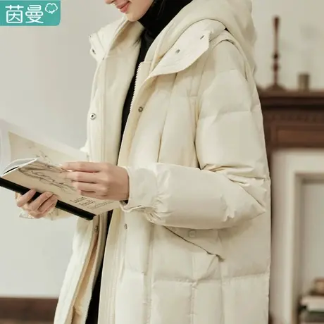 茵曼轻薄两件套中长款羽绒服女2023年新款马甲外套宽松欧货秋冬款商品大图
