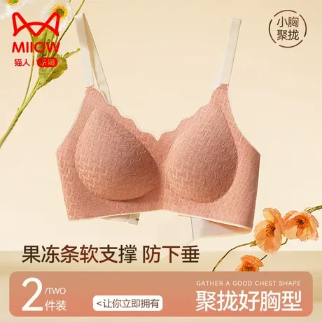 猫人内衣女聚拢小胸显大无钢圈收副乳防下垂上托美背秋冬新款文胸图片