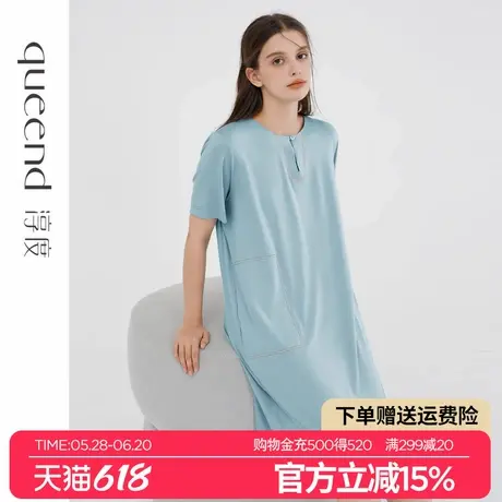 淳度天丝莱赛尔棉睡裙女夏2025新款短袖夏天大码可外穿睡衣中裙薄商品大图