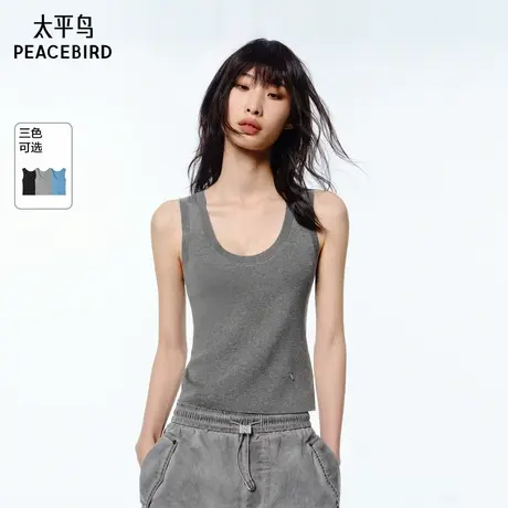 【商场同款】太平鸟女装2025夏季新款三醋酸天丝线背心A1EFF2117图片