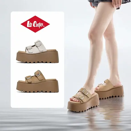【李佳琦618付定狂欢日】LeeCooper勃肯拖鞋女款软底8cm增高凉拖商品大图