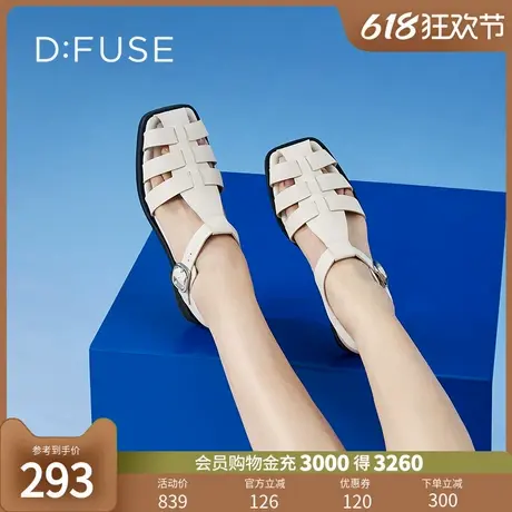 DFuse迪芙斯方头编织平底渔夫鞋罗马凉鞋商品大图