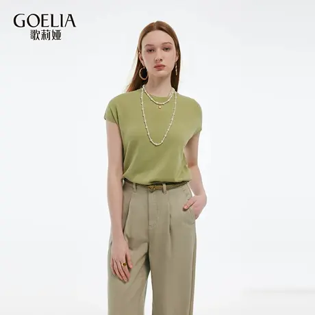 歌莉娅天丝上衣女夏季2025新款小个子穿搭短袖t恤套头衫1E4C5G400图片