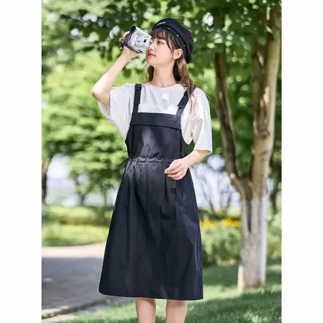 唐狮背带连衣裙休闲工装风新款女夏季长裙宽松收腰气质裙子图片