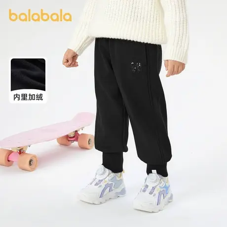 巴拉巴拉女童加绒裤子宝宝加厚运动裤秋冬款童装儿童休闲宽松长裤商品大图