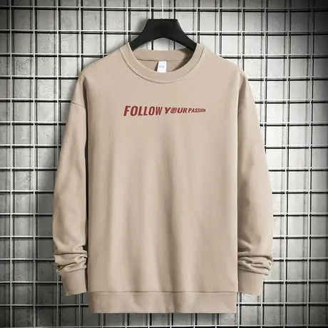 380g重磅纯棉卫衣男摇粒绒潮牌印花圆领无帽上衣长袖t恤宽松潮流商品大图