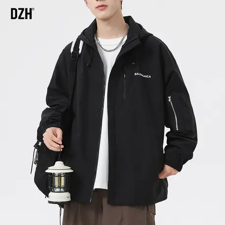 男士黑色冲锋衣高级感防风休闲外套男春秋潮牌男装2023新款登山服商品大图