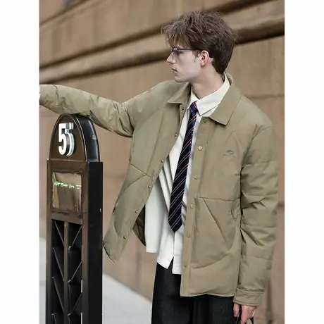 唐狮冬短款羽绒服男精致刺绣翻领商务风气质简约高级感百搭TUTA商品大图