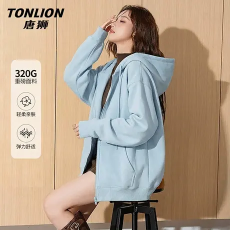 唐狮官方连帽卫衣外套女春秋款2026新款女士宽松显瘦开衫上衣女VB商品大图