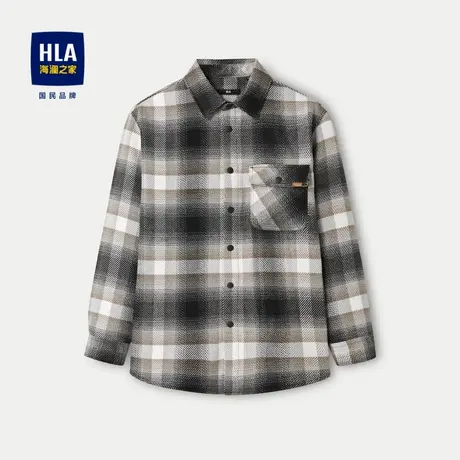 HLA/海澜之家十个勤天同款长袖衬衫23秋冬新外套款加厚休闲衬衣男商品大图