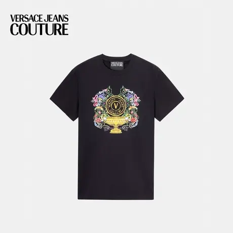 【限时优惠】VERSACE JEANS COUTURE 情侣款男士T恤短袖圆领上衣图片