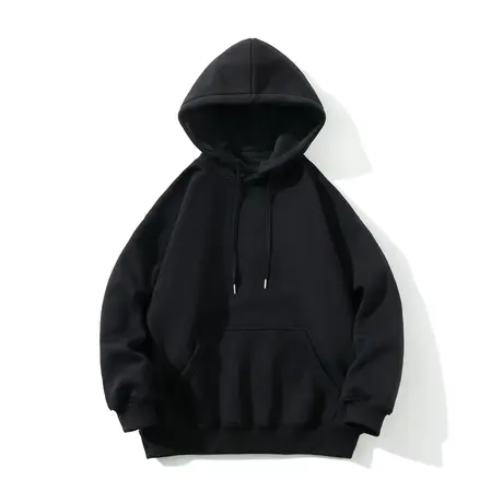 纯色重磅连帽卫衣男春秋季黑色潮流打底宽松外套潮牌套头长袖上衣商品大图