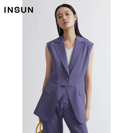 恩裳商场同款夏季断截式腰间设计拼接感西装款凉感马甲女图片