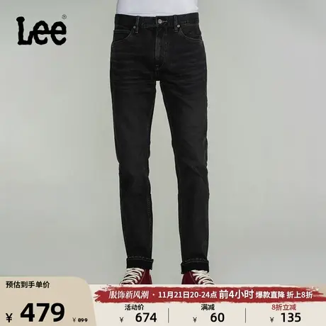 Lee商场同款705中腰标准锥形男款黑色牛仔裤潮LMB1007053YS-109图片