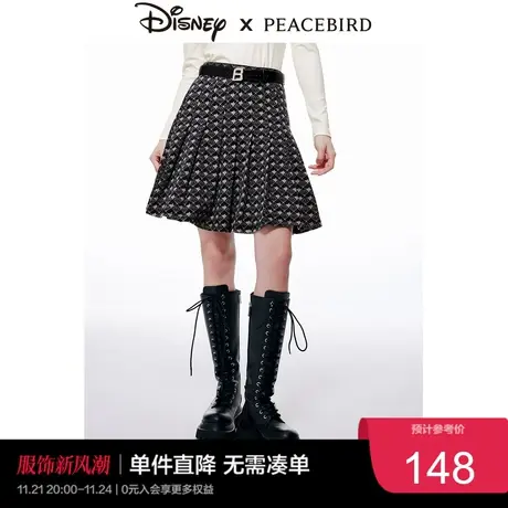 太平鸟白雪公主联名牛仔半裙女冬季新款满印高腰A字半身裙子奥莱图片