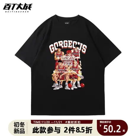 灌篮高手t恤周边樱木花道流川枫三井寿短袖篮球周边圆领宽松大码商品大图