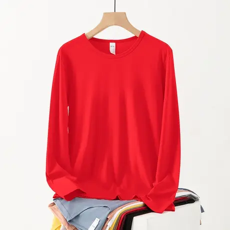 莫代尔本命年长袖t恤男装秋季小衫红色上衣服潮流内搭打底衫秋衣商品大图