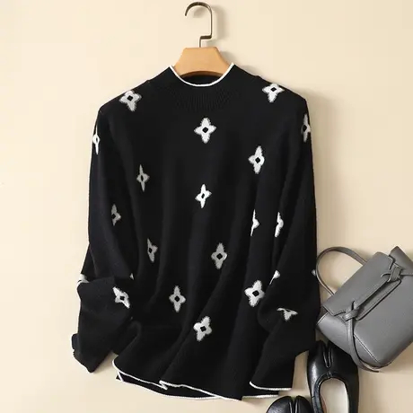 半高领毛衣宽松套头打底衫女春装2024年新款内搭爆款洋气针织衫女商品大图