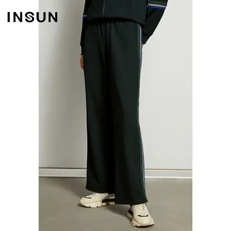 INSUN恩裳奥莱冬季中厚羊毛直筒裤宽松气质运动款休闲图片