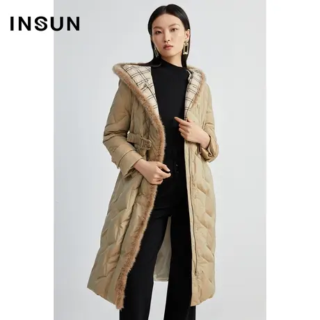 INSUN恩裳奥莱冬季菱形压花鹅绒休闲羽绒服商品大图