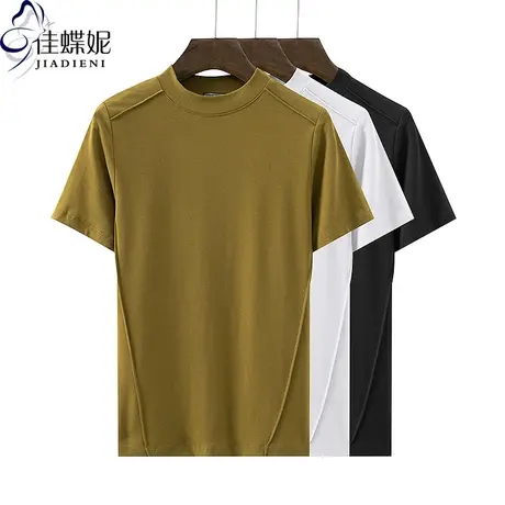 夏季新款韩版圆领压线设计修身纯棉纯色短袖体恤上衣内搭女打底衫商品大图