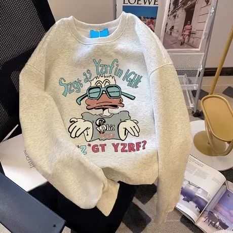 今年流行漂亮卫衣hiphop潮牌美式加绒外套ins大码秋冬闺蜜装上衣商品大图