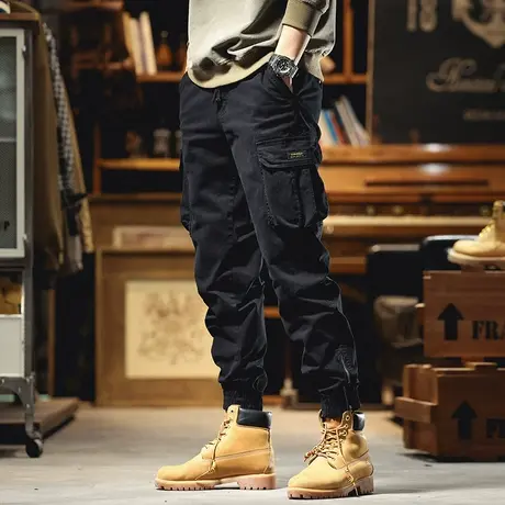 休闲裤子男士2022冬季新宽松弹力透气束脚裤宽松哈伦工装裤休闲裤商品大图