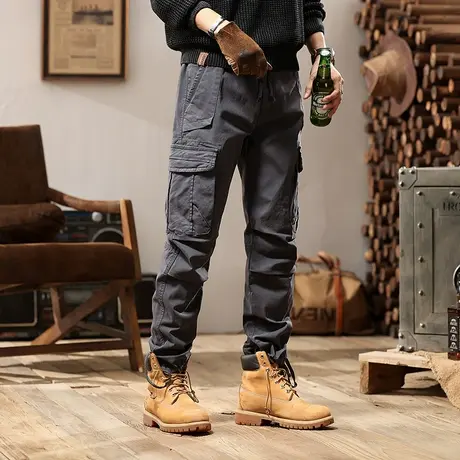 百搭潮流男裤休闲裤秋季裤子男款战术裤户外直筒大码潮流工装裤图片