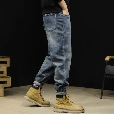 弹力牛仔裤男春季2024新款直筒春秋款男士锥形裤子宽松大码男裤潮商品大图