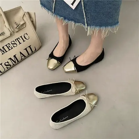 平底法式气质小香风单鞋女鞋子2023年新款春秋季晚晚温柔豆豆瓢鞋商品大图