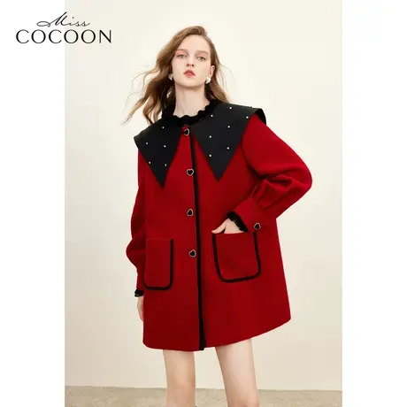 missCOCOON节日氛围感2023秋装新款小香风羊毛双面呢毛呢外套图片