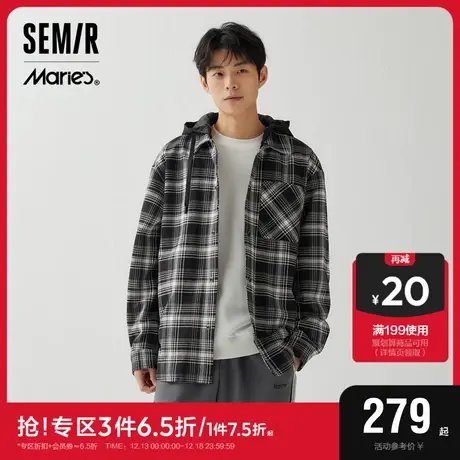 [商场同款]马利森马外套男2023秋季新款夹克经典格子时尚通勤上衣图片