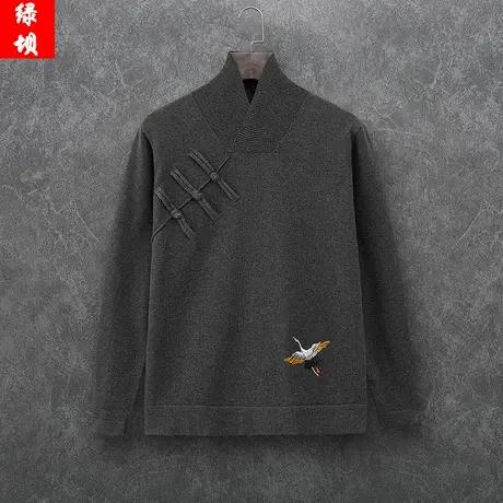 冬季改良汉服毛衣男士中国风禅服唐装盘扣男装中式伴郎服婚礼外套商品大图