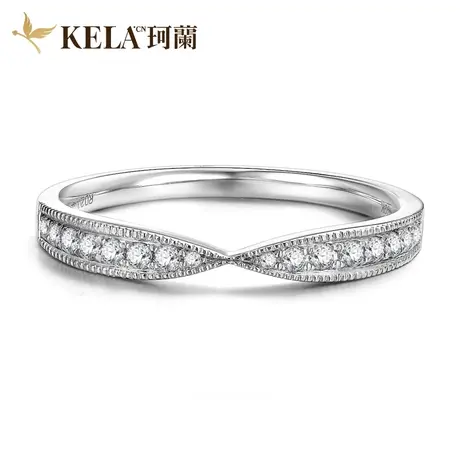 珂兰  白18K金钻石戒指女群镶小排戒交叉排镶钻戒结婚女戒婚戒zs商品大图