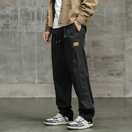 时尚百搭裤子男款直筒束脚裤大码潮流男装裤子宽松工装裤潮流男装商品大图