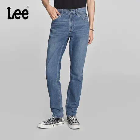 Lee商场同款24春季新品731舒适中腰锥形小Logo绣花中蓝色男牛仔裤图片
