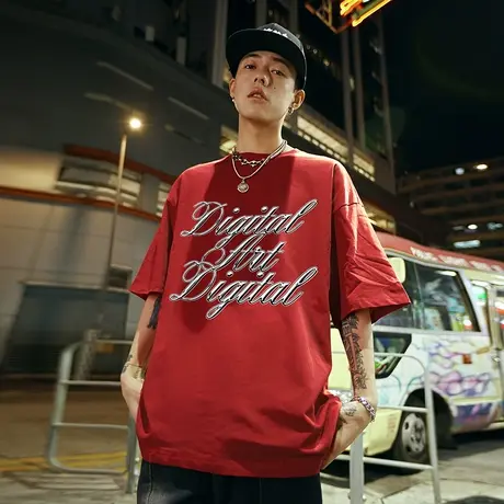 Nuthink美式宽松加肥加大街头字母短袖T恤男小众潮牌半袖男款夏季商品大图