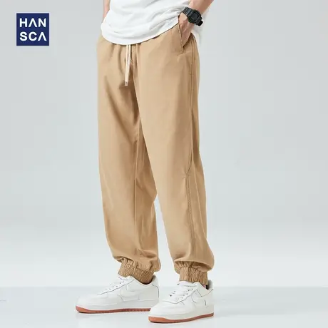 hansca莱赛尔天丝休闲裤男夏季薄款宽松束脚垂感大码运动哈伦长裤商品大图