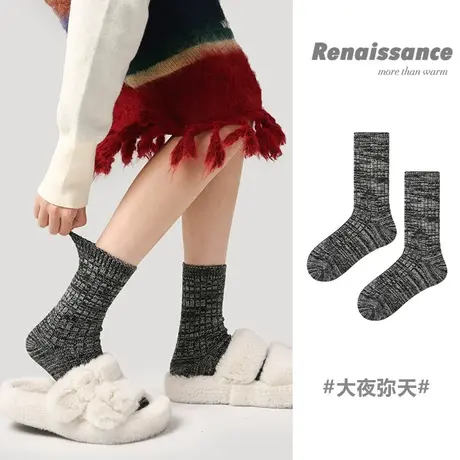 2023小众风女袜情侣款复古加厚毛巾底中筒袜秋冬休闲保暖加厚棉袜图片